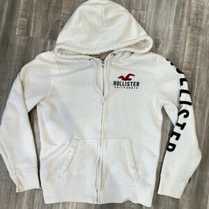 White Hollister Zip Up Jacket in Mens Small